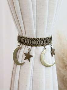 1PC Retro Vintage Star Moon Metal Curtain Tieback Hook Decorative Window Drape Holder For Living Room Bedroom Study Home Decor Accessories Gift Must Haves - one-size - View 2