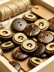 Two Holes Double Layer Coconut Shell Buttons, Natural Two-Tone Round Coconut Buttons For Clothing Sewing DIY Craft Accessories - multicolor - View 6