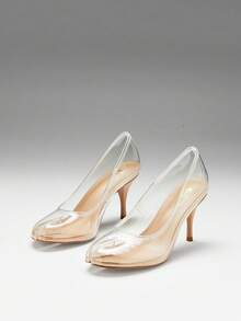SHUZIA Sepatu Hak Tinggi Wanita Transparan, Modis, Elegan, dengan Desain Ujung Terpisah - Coral Pink - View 5
