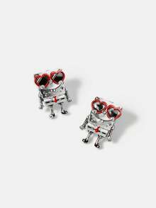 SpongeBob SquarePants | SHEIN New Creative Cartoon Animal Pattern Printed Pendant Earrings, IP Joint Design, Cute Personalized, Simple And Generous, Can Also Be Used As Accessories - Platinum - View 3