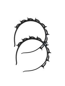 2/4/6Pcs Woven Hair Bands, Double-Layer Hollow Braided Headbands, Styling Hair Clips For Bangs Fixing, Hair Styling Accessories - Multicolor - View 11