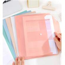 A4 Clear PP Plastic Document Folders With Snap Button, Waterproof File Storage Pouches, Macaron Color Envelope File Bags For Office School Document Organizer, Available In 5pcs/10pcs/30pcs - Gradient Macaron Colors (Upgraded and Thickened) - View 10
