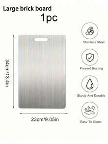 Silver Stainless Steel Chopping Board, Suitable For Both Sides, Ideal For Cutting Poultry, Fish, And Fruits And Vegetables. Resists Odors, Stains And Rust. Can Replace Traditional Chopping Boards. Essential For The Kitchen. Easy To Clean With Water. - Multicolor - View 12
