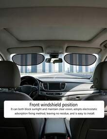 2Pcs Electrostatic Adsorption Car Sunshade Curtains, Light Blocking UV Protection Car Window Sun Shades, Clear Vision Won't Disturb Driving, Universal Fit For Windshield Side Window Sunroof Rear Window, Multi-Purpose Easy Install Auto Sun Protection - A - View 6