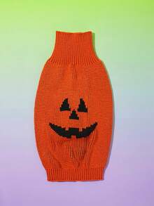 Petsin Funny Halloween Pumpkin Expression Warm Pet Sweater - Orange - View 9