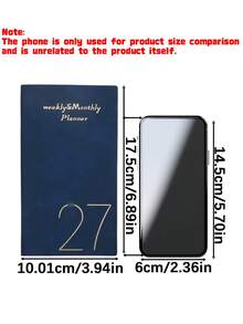 1 Stück 2027 Englischer Wochenplaner Notizbuch 3,94*6,89 Zoll wasserdichtes PU-Leder Goldfolien-Cover tragbares Taschen-Terminkalender Mini-Tagesagenda Notizblock für Büro Schule Reisen persönliches Zeitmanagement - Mehrfarbig - Übersicht 3
