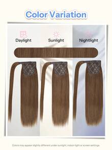 Ponytails Extensions Human Hair Chestnut Brown Remy Hair Extensions Invisible Wrap Around Ponytail Real Human Hair For Women Daily Work - S6 - View 9