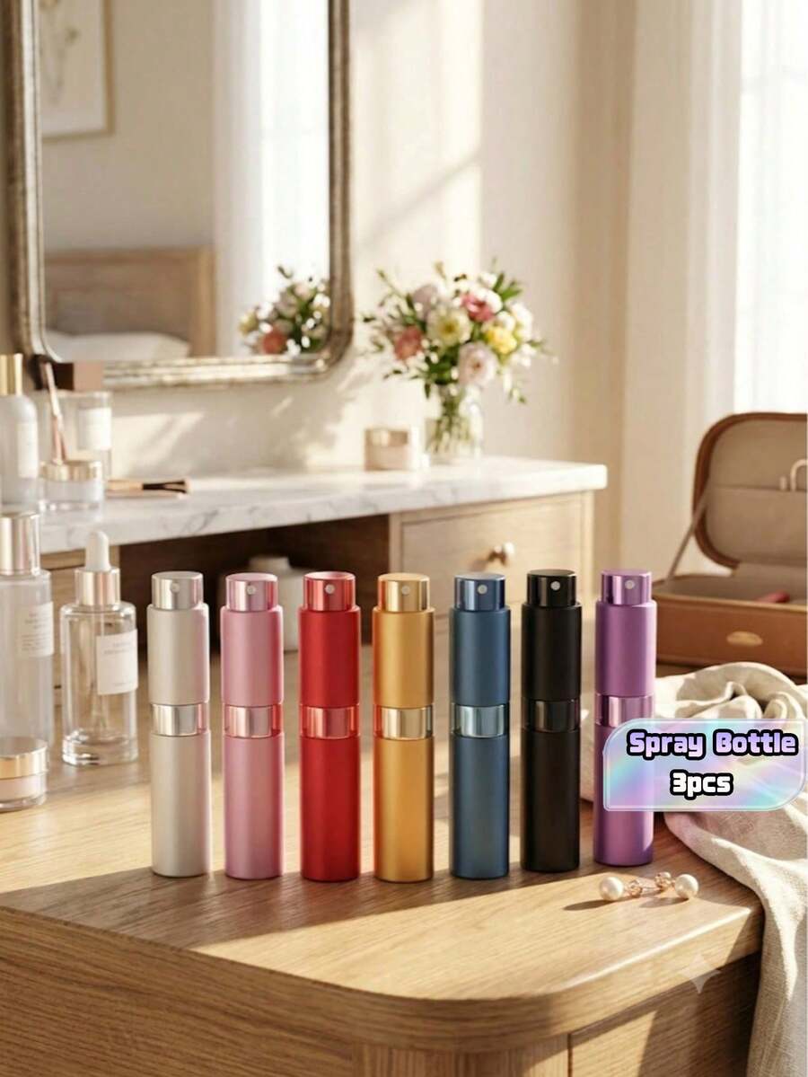 3/6 Pcs 10Ml Refillable Perfume Bottle, Perfume Storage, Refillable Perfume Spray Bottle, Travel Perfume Spray Dispenser, Mini Portable Empty Liquid Container, Travel Essentials, Beach Travel Pouch - Multicolor - View 1