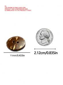 Two Holes Double Layer Coconut Shell Buttons, Natural Two-Tone Round Coconut Buttons For Clothing Sewing DIY Craft Accessories - multicolor - View 4