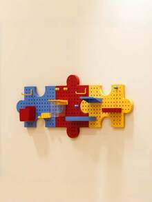 Interlocking Puzzle Pegboard Wall Organizer, No Drill Wall Mount Peg Board Storage Rack, Creative Modular Display Shelf, Hanging Hole Board Organizer For Kids Study Desk Bedroom Office Decor - View 11