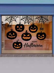 1PC UV Resistant Ghost Pumpkin Silhouette Spider Web Window Clings Glass Decoration Halloween Home Holiday Party Fall Autumn Spooky Scary Decorations - Multicolor - View 5