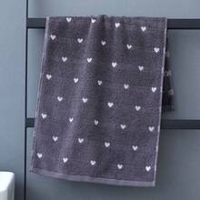 Joivida 1pc Cute Gray Bath Towel / Hand Towel - Soft Absorbent Cotton Heart Patterned Towel, Decorative Aesthetic Bathroom Towel - Dark Grey - View 5