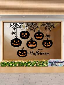 1PC UV Resistant Ghost Pumpkin Silhouette Spider Web Window Clings Glass Decoration Halloween Home Holiday Party Fall Autumn Spooky Scary Decorations - Multicolor - View 1