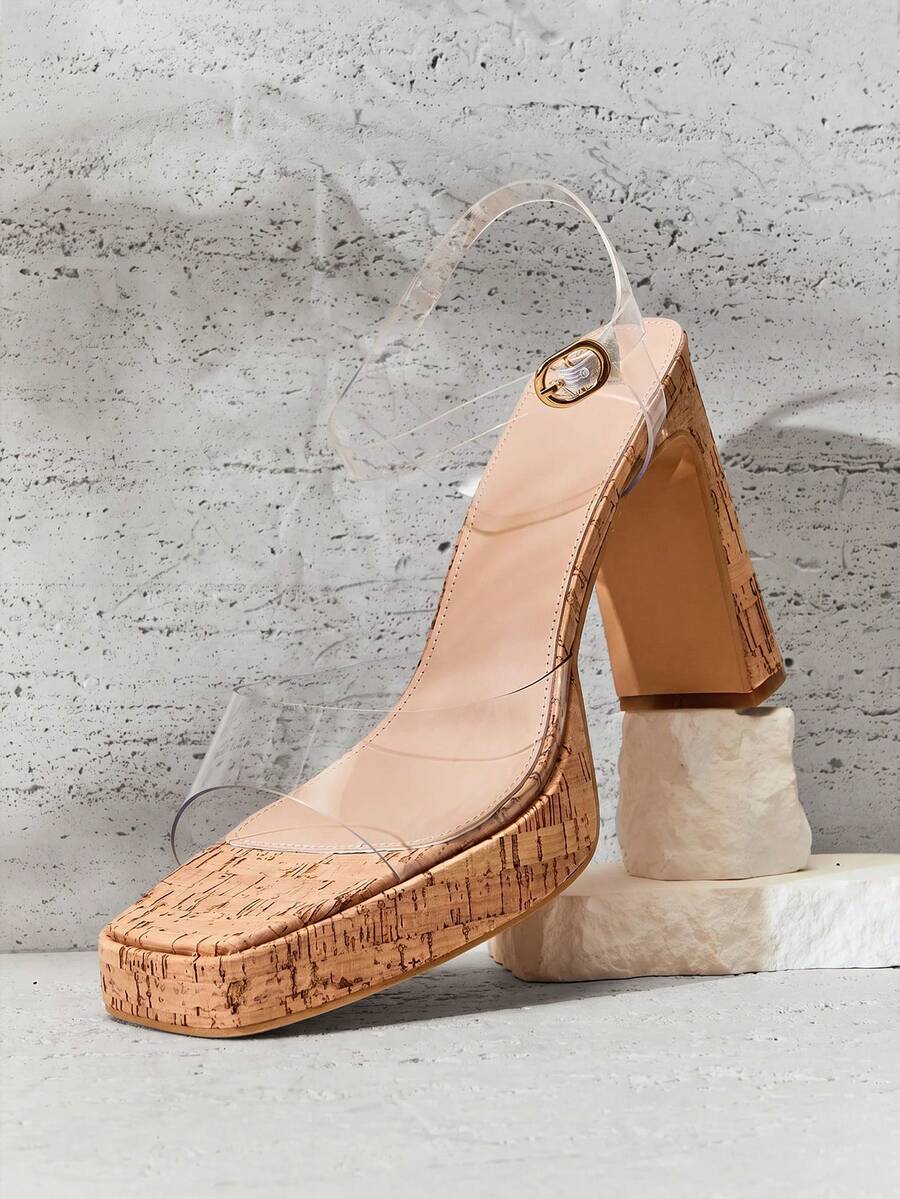 SHUZIA Women's Minimalist Clear Ankle Strap Platform Sandals Summer Shoes - Clear - View 1