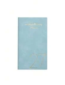 1 Stück 2027 Englischer Wochenplaner Notizbuch 3,94*6,89 Zoll wasserdichtes PU-Leder Goldfolien-Cover tragbares Taschen-Terminkalender Mini-Tagesagenda Notizblock für Büro Schule Reisen persönliches Zeitmanagement - Mehrfarbig - Übersicht 13