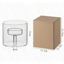 Cylindrical Windproof Glass Candle Holder, Oil Lamp, Windproof Candle Holder, Creative Home Decoration, Candlelight Dinner Gift (Excluding Candles) - Multicolor - View 12