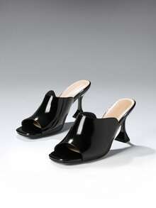 SHUZIA Ladies Elegant Stiletto Heel Slip-On Sandals - Black - View 6