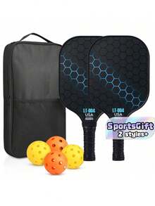 Pickleball Paddles Set Of 2, Fiberglass Pickleball Rackets With 4 Pickleballs & Carry Bag, Lightweight Pickleball Equipment For Men Women, Beginners & All Levels Players - Multicolor - View 1