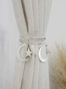 1PC Retro Vintage Star Moon Metal Curtain Tieback Hook Decorative Window Drape Holder For Living Room Bedroom Study Home Decor Accessories Gift Must Haves - one-size - View 3
