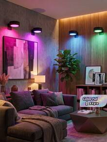 3Pcs Picture Light Battery Operated, Wireless Led Painting Light With Remote Dimmable And Timer, Adjustable Color Temperature Art Display Light For Picture Frame Artworking Portrait, Wall Decorative Puck Lights Black-RGB - 3Pcs Black RGB - View 2