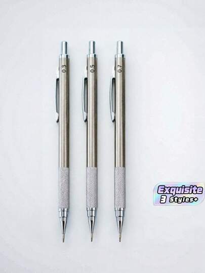Metal Automatic Mechanical Pencil, Low Center Of Gravity Writing And Drawing Pencil, Continuous Lead, Clickable