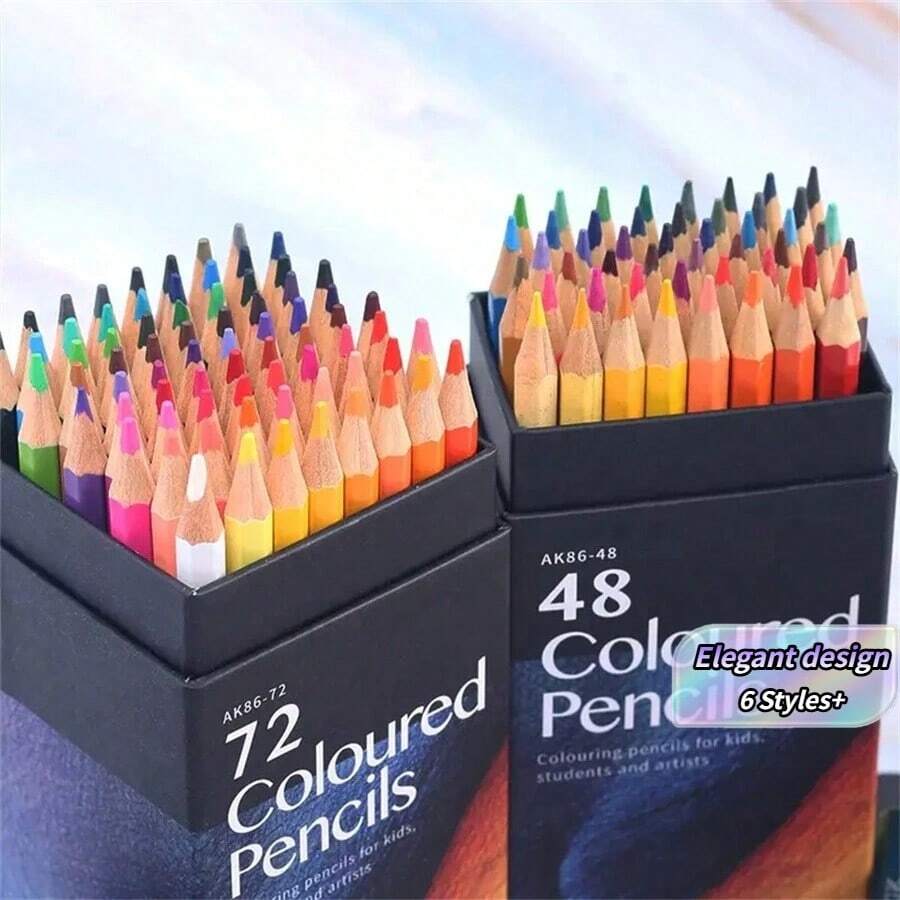 12/18/24/36/48/72 Piece Coloring Pencils, Suitable For Coloring Books, Professional Art Drawing With Vibrant Colors, Drawing And Sketching, Blending And Shading, Soft And Elegant Heart On Oil-Based Foundation, Suitable For Students, Teachers - Multicolor - View 1