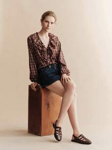 Rosivie Rear Hollow Mary Jane Women's Shoes, Round Toe Hollow Rear Strap Flats Fall Shoes - Coffee Brown 2 - View 5