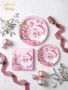 Muroi Mono 25/75 Pieces Of Disposable Party Supplies, Including Disposable Paper Plates, Napkins, Cups, Suitable For Dessert Service, Party Decorations, Various Events, And Gatherings, Including Christmas. - Style 3 - View 2