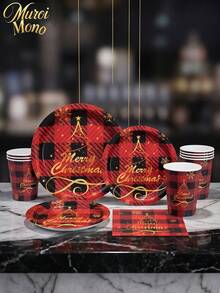 Muroi Mono 25/100 Pieces Of Disposable Party Supplies, Including Disposable Paper Plates, Napkins, Cups, Suitable For Dessert Service, Party Decorations, Various Events, And Gatherings, Including Christmas. - Style 4 - View 2