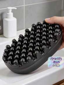 Sponge Brush For Wavy Hair, Afro Braiding Comb, Flexible Washable Comb, Rubber Sponge Hair Tool Set, Universal Hair Styling Tool For Short Wavy Hair, Daily Hair Care Accessories For Salon And Barber Shop - Black - View 2