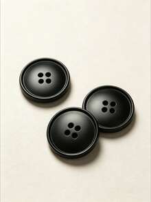 Vintage Imitation Wooden Concave Four-Hole Buttons Multicolor Resin Sewing Fasteners Bulk Supply For Overcoat, Windbreaker, Suit, Handmade Garment Sewing Supplies - black - View 6