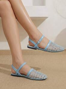 Styleloop Wanita, Paku Willow, Gesper, Sepatu Datar. - Biru muda - View 8