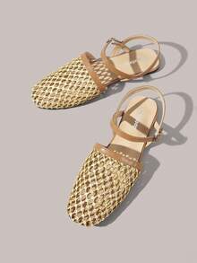 Styleloop Women's Flat-Soled Shoes, Straw Fabrics, Mary Jane, Bohemian Vacation Style Wear, A Must For Summer Travel, Breathable And Versatile - Brown - View 9