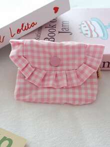 Adorable Plaid Pattern Bag Storage Bag Canvas Camera Case Mini Adorable Square Cosmetic Bag Camera Dustproof Storage Pouch - View 7