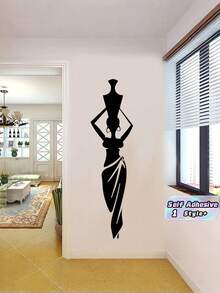 1PC Vinyl Self Adhesive Waterproof Removable Durable African Culture Dance Pitcher Vase Pattern Wall Decals Stickers For Living Room Bedroom Office Home Decor Gift For Women Girls - multicolor - View 1