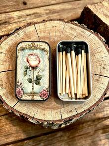 1PC Durable Retro Rose Lace Art Pattern Metal Sliding Lid Tin Box Mini Portable Compact Storage Organizer For Jewelry Earrings Rings Small Trinkets Home Office Desk Valentine Day Gift - Multicolor - View 3