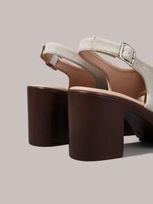 Styleloop Frosted Suede Cross-Strapped Thick-Heeled Sandals Women's Head High Heels, Retro Versatile Commuter Open-Toed Women's Shoes - Apricot - View 9