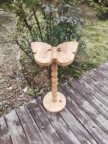 1PC Compact Sturdy Wooden Vintage Butterfly Pattern Natural Brown Side Table Coffee Desk Balcony Foyer Window Display Stand Home Office Furniture Unique Housewarming Gift Versatile Easy Clean Waterproof Scratch Resistant Non Slip Base - Multicolor - View 4