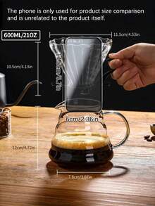 1-Piece Set Of Hand Drip Coffee Brewing Equipment - With Glass Filter And Coffee Pot, With Wooden Stand, Professional Coffee Brewing Set, Suitable For Home/Office/Gift (Including Glass Filter And Heat-Resistant Base). - V60 coffee filter cup, hand brewer - View 3