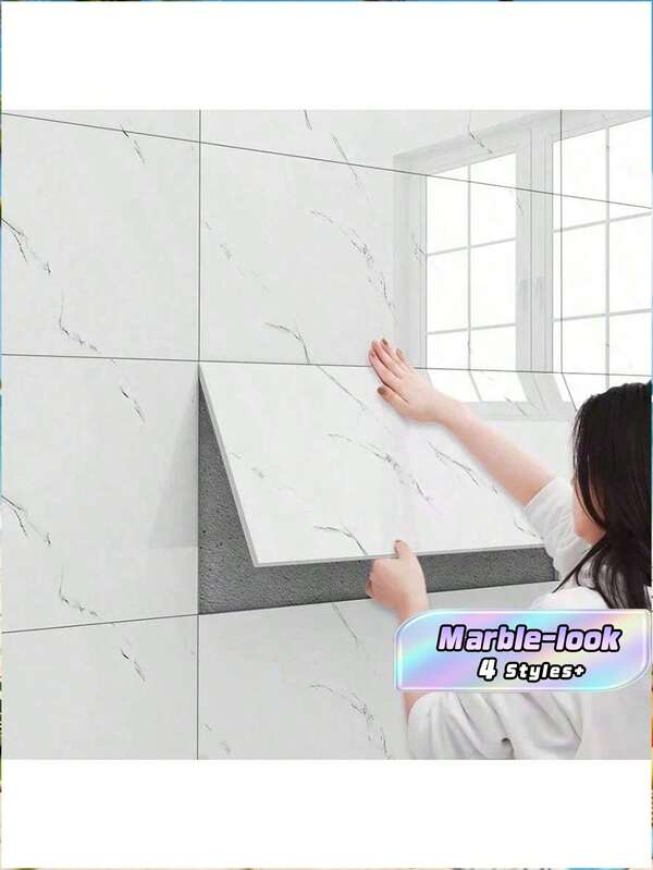 10 peças/20 peças Autocolantes de Azulejo com Efeito Mármore Autoadesivos, Fáceis de Aplicar, Placas Adesivas Impermeáveis, Revestimento de Parede, Adequados para Cozinha, Casa de Banho, Sala de Estar, Quarto, Corredor, Renovação de Dormitório, 30 cm x 60 cm, Embalados em Caixa de Cartão