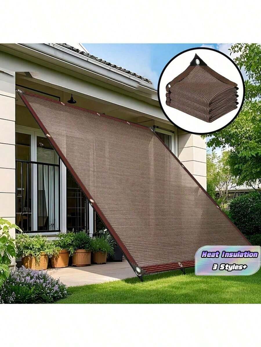 1 Pc 90% Uv Blocking Shade Net, Coffee Color, Suitable For Garden Patio, Plant Greenhouse, Outdoor Gazebo, Lawn, Dog House, Easy To Install Shade Cover - A - View 1