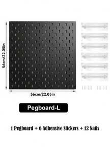 Black Pegboard Wall Organizer Kit With Hooks, Shelves And Storage Bins, Modular Wall Mount Hole Board Display Rack, Easy Install DIY Space Saving Storage For Desk Accessories Stationery Decor Gaming Bedroom Office Wall Decor - Black - View 19