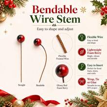 99/400Pcs Stems Artificial Flowers, Orange Red Berry Twigs, Hand-Twisted Floral Branches For DIY Crafts, Vase Arrangements, Autumn & Halloween Table Centerpieces, Party & Home Decor - Multicolor - View 13