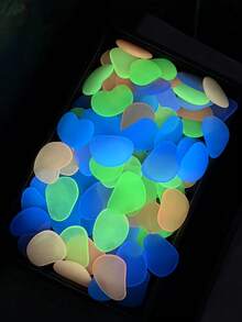Glow In Dark Pebbles Flat Fluorescent Stones For Garden Aquarium Fish Tank Luminous Decorative Set Stacking Sensory - Multicolor - View 4