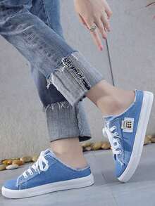Women'S Casual Canvas Slip-On Flat Sneakers Loafer Shoes - Blue - View 3