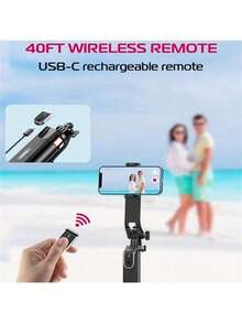 Tripod Selfie Ponsel 4 Kaki yang Dapat Ditarik, Tripod Vlog Portabel dengan Penjepit Ponsel Multifungsi & Kontrol Jarak Jauh yang Dapat Diisi Ulang, Kompatibel dengan Ponsel Android, Alat Bantu Latihan Golf untuk Liburan di Luar Ruangan dan Siaran Langsung - Hitam - View 3