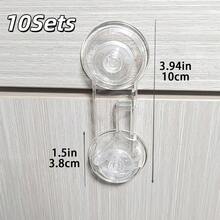10sets Short Transparent Cabinet Door Locks, No-Drill Transparent Suction Cup Cabinet Door Fixing Clips, Reusable Wardrobe Drawer Anti-Opening Limiters, Invisible Fixing Clips For Home Cabinets, Home Use - Multicolor - View 11