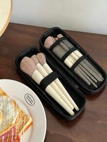 Haus Hana New Portable Makeup Brush Bag For Women, Mini Travel Cosmetic Brush Pouch, Storage Holder For Eyebrow Pencils & Eyeshadow Brushes - Multicolor - View 6