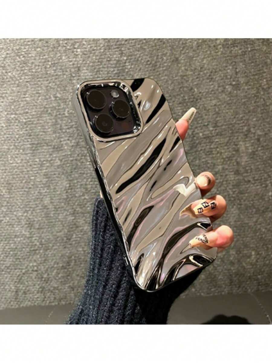 電鍍皺褶手機殼 - 銀色 - 查看 1