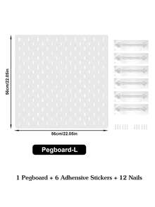 White Plastic Pegboard Wall Organizer Set With Shelves Hooks Storage Cups, DIY Splice Wall Mount Hole Display Rack, Easy Installation Space-Saving Storage For Stationery Photos Small Decor, Desk Wall Storage For Bedroom Study Office - White - View 18